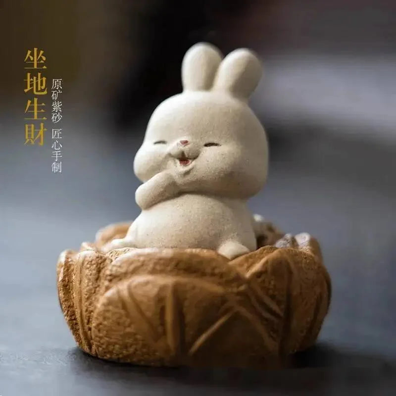 Rabbit Cabbage Tea Pet Sitting Wealth Tea Play Tea Tray Ornament Small Sculpture Tea Play Accessories Чаепитие Oasis Select