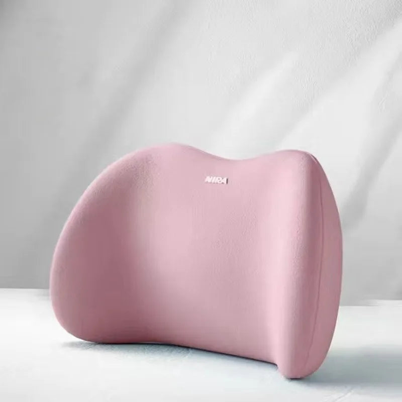 Ergonomic Memory Foam Lumbar Pillow for Office and Bed Sleepers - Comfortable Back Support Cushion with Washable Cover Oasis Select Pink