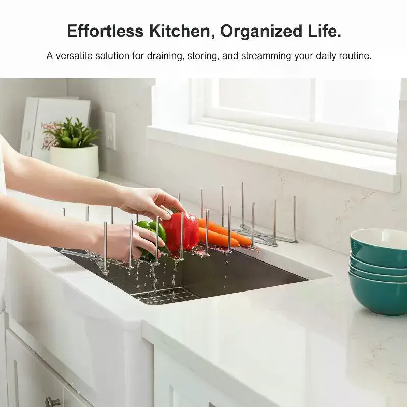 Stainless Steel Foldable Dish Rack & Drainer | Cup Holder