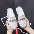 Summer New Style Women's Soft Bottom Anti-slip Versatile Outer Wear Beach Flat Bottom Lazy Person One Step Casual Half Slippers Oasis Select White 40