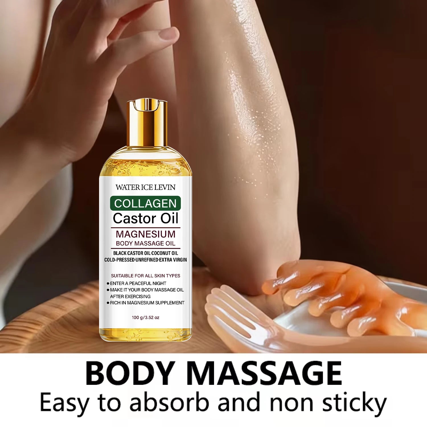 Cold-Pressed Castor Oil Massage Oil – Collagen & Magnesium Body Massage Oil Oasis Select