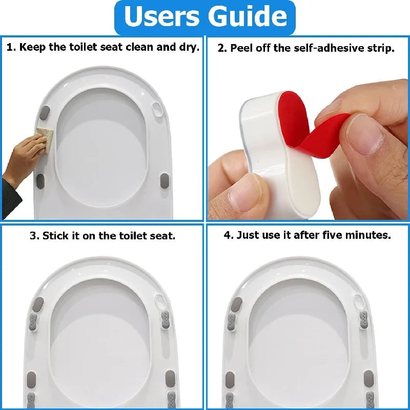 4PCS Universal Toilet Seat Protector Pads Non-Slip Strong Adhesive Cushioned for Bidet Elderly Pregnancy Bathroom Safety Oasis Select