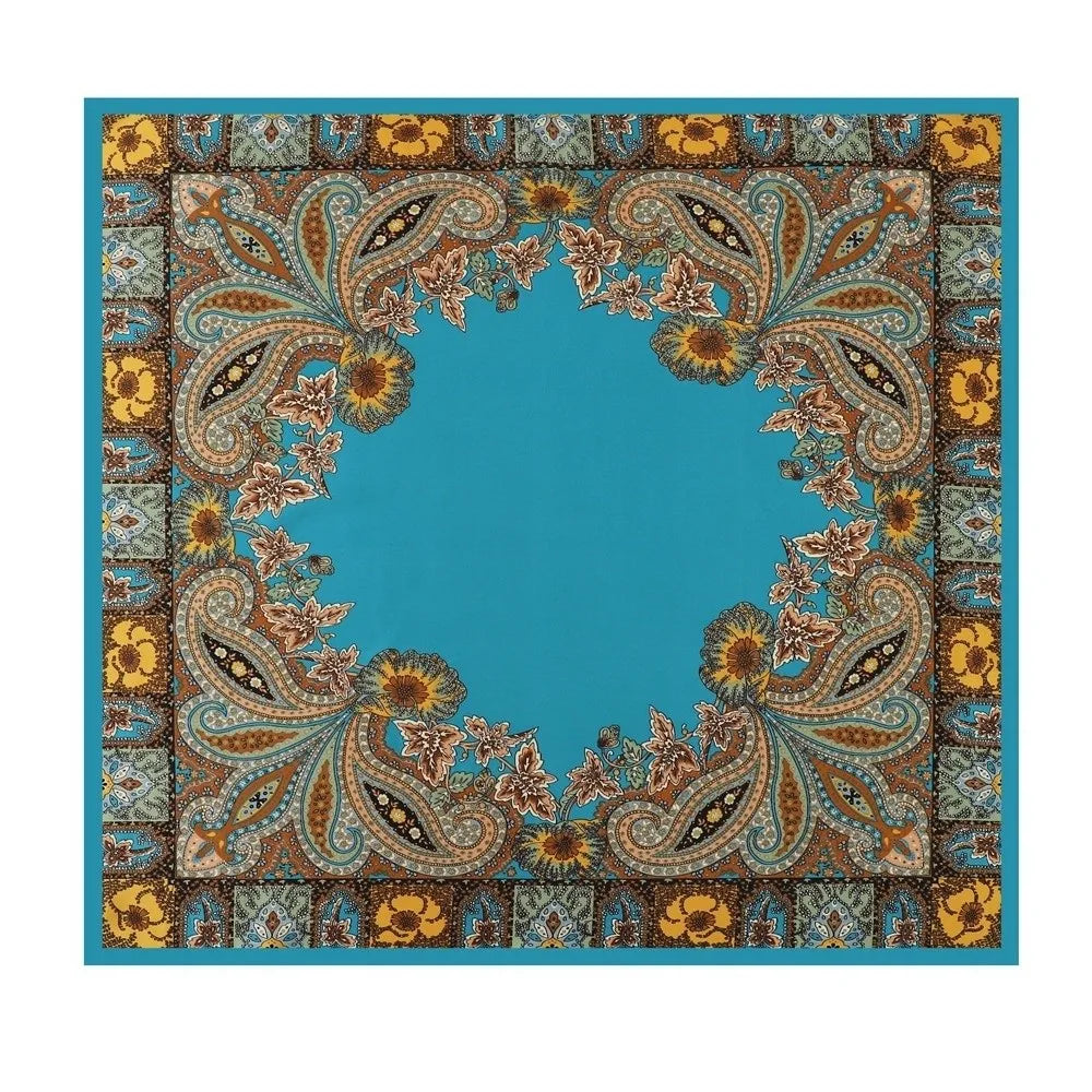 Luxury 90*90cm Satin Square Scarf Bohemian Hair Accessories Print Silk Headkerchief Floral Shawl Wraps Headband Wedding Oasis Select