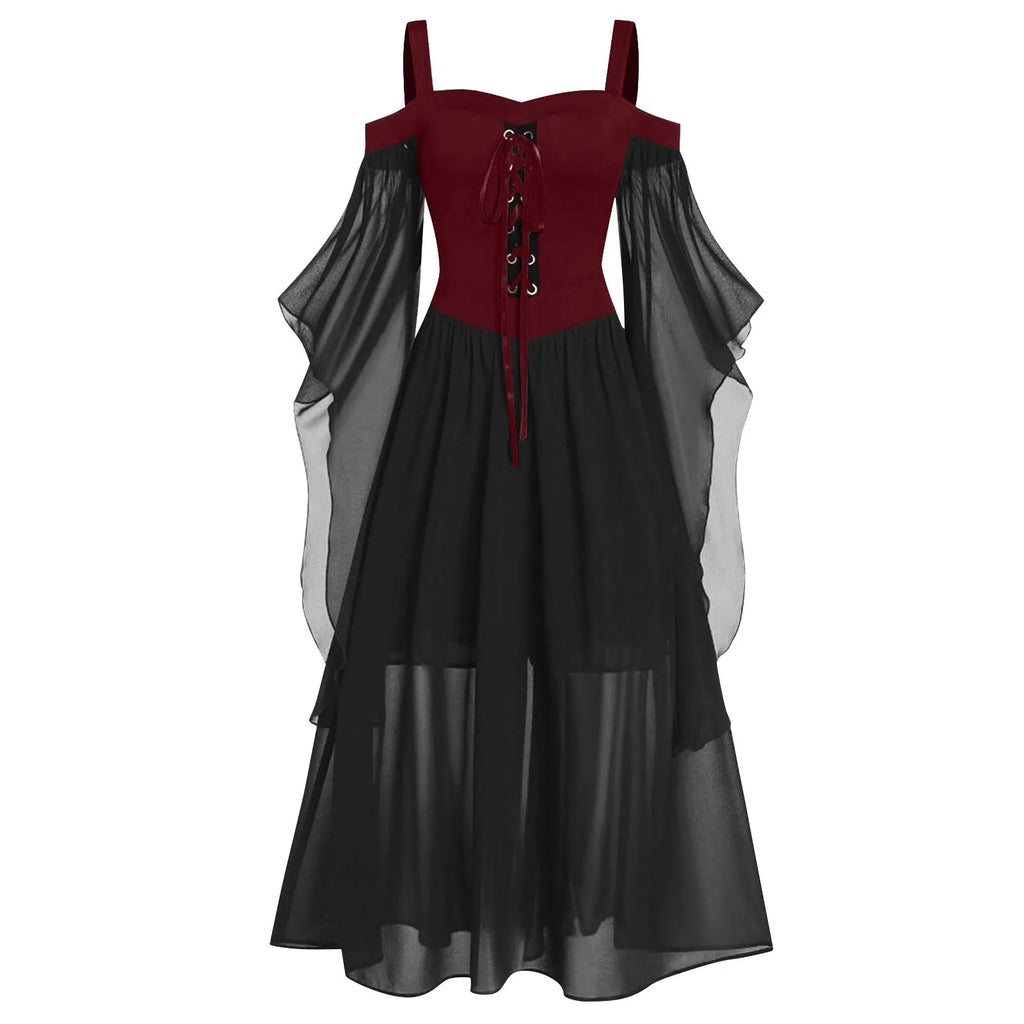 Women's Medieval Witch Gothic Dress | Plus Size Halloween Costume Halloween Costume Dress Oasis Select Red L