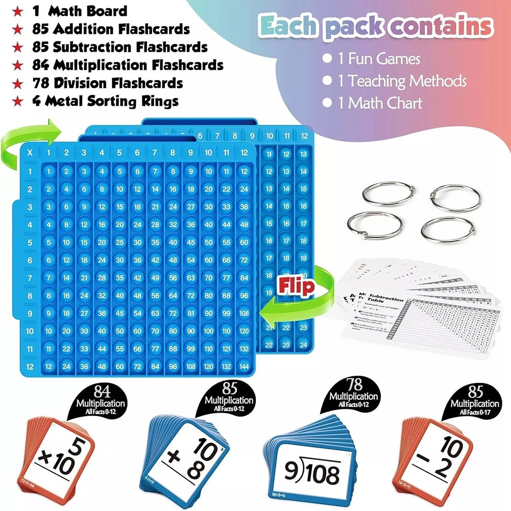 Math Fidget Toy & 288 Flash Cards Set for Kids | Ages 3+