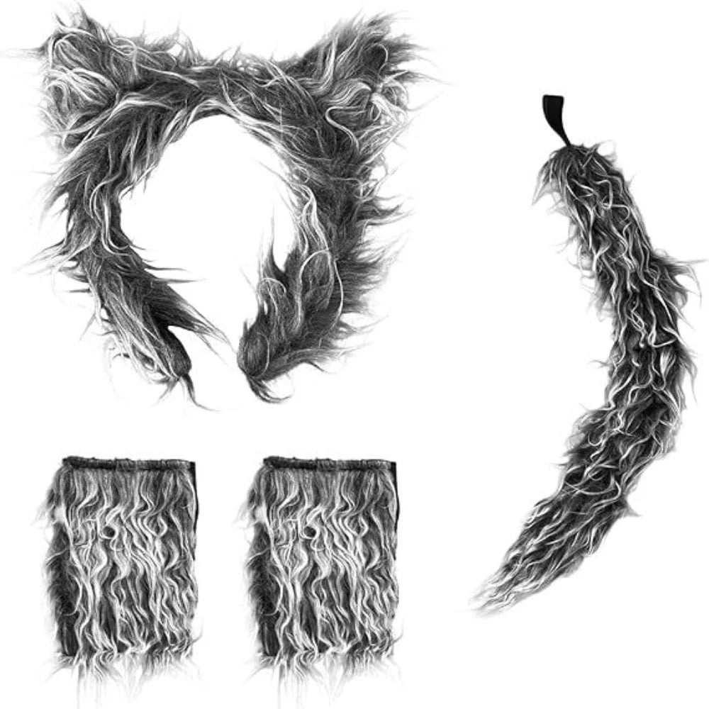 Wolf Costume Halloween Dress-Up Accessories Kit for Adults Kids Gifts Party Props Headwear Accessories Oasis Select Set 2