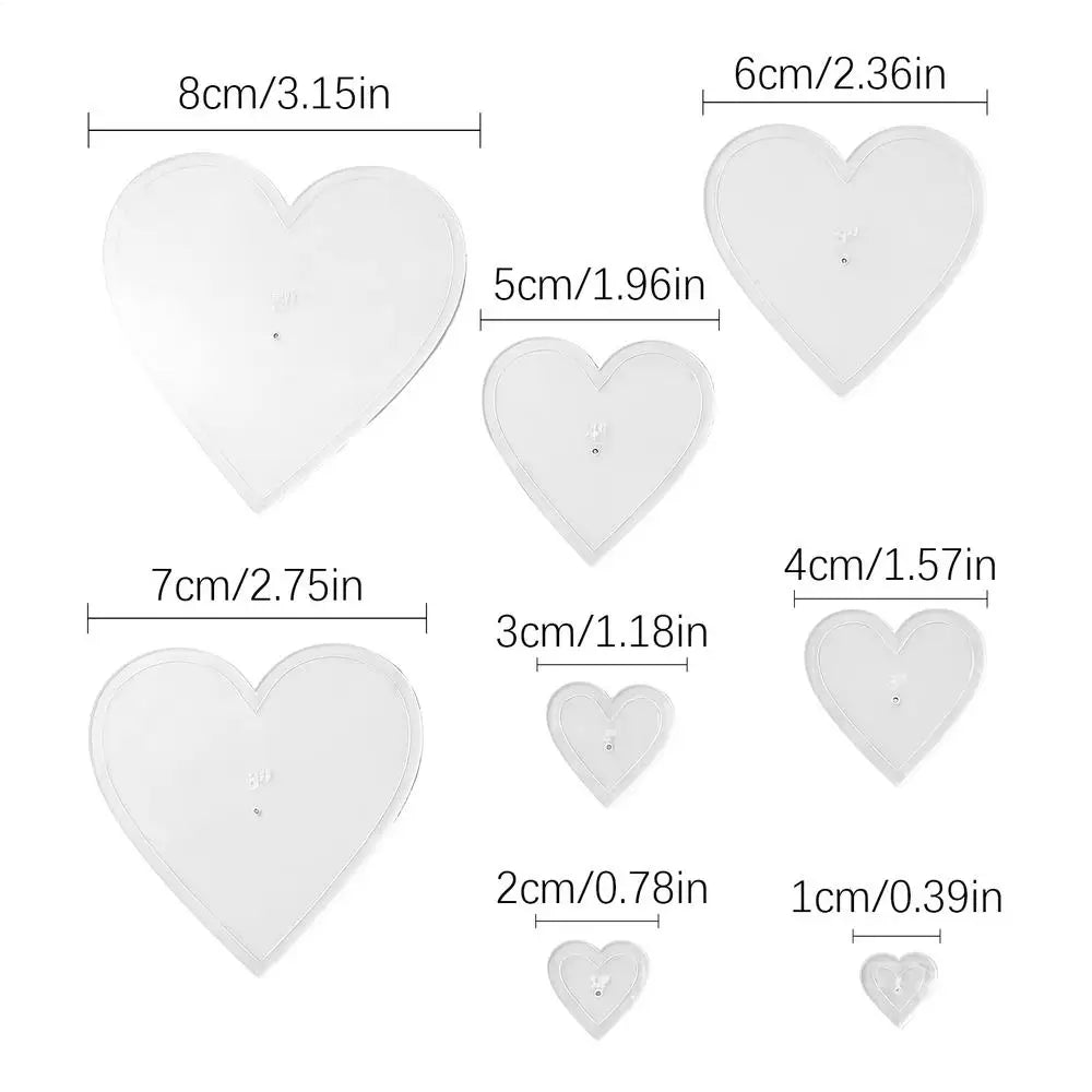 Template for Quilting 8Piece Heart Shape Tool Quilting Templates for Cutting Patterns for Women Beginner Craft Family Activities Oasis Select White