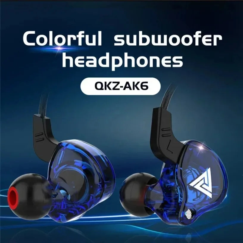 3.5MM HiFi Wired Earphone Headset Music Earbuds In Ear With Mic Original QKZ AK6 Copper Driver Race Sport Headphone Bass Stereo Oasis Select