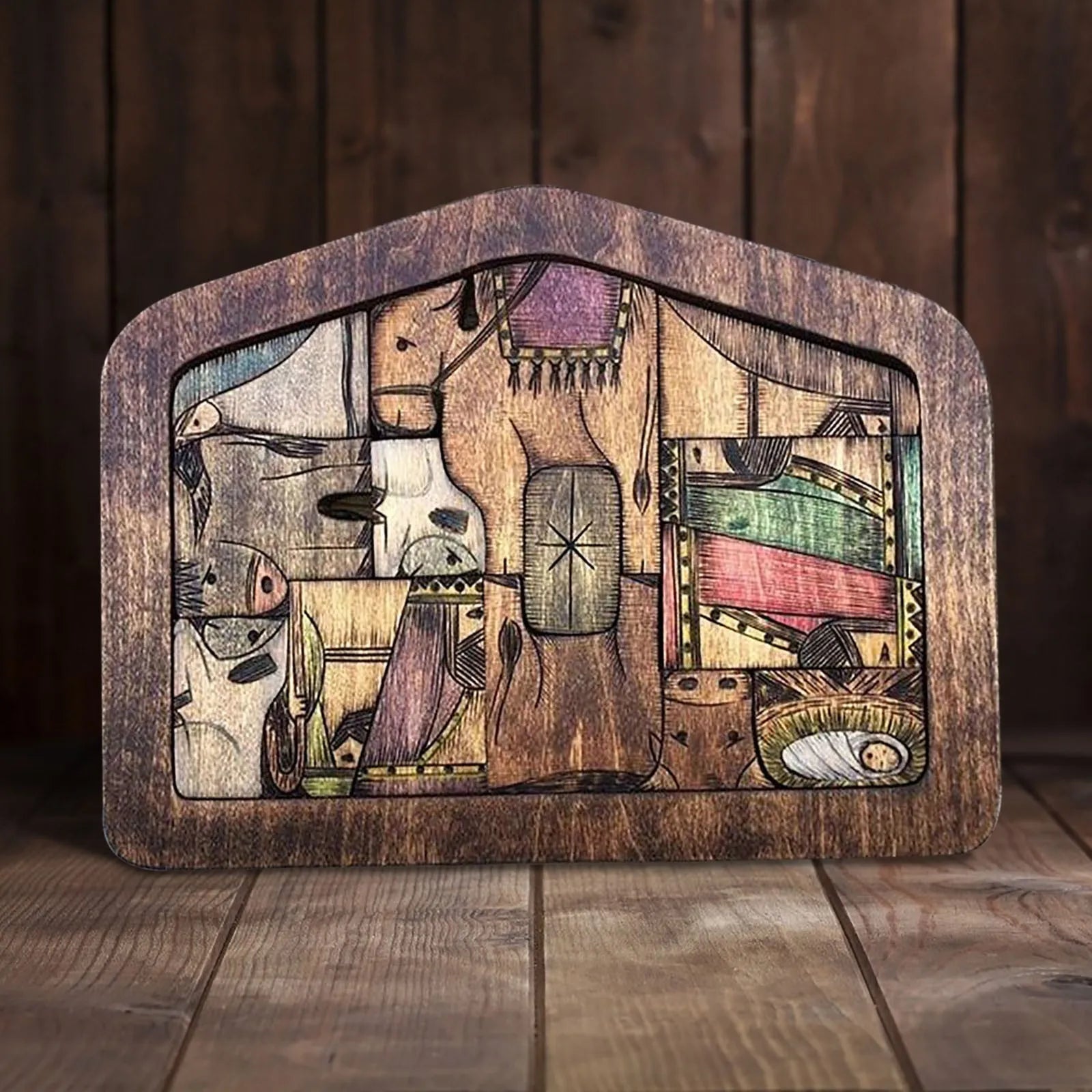 Wooden Nativity Puzzle Set – Wood-Burned Jigsaw Figurines Wooden Nativity Puzzle Oasis Select
