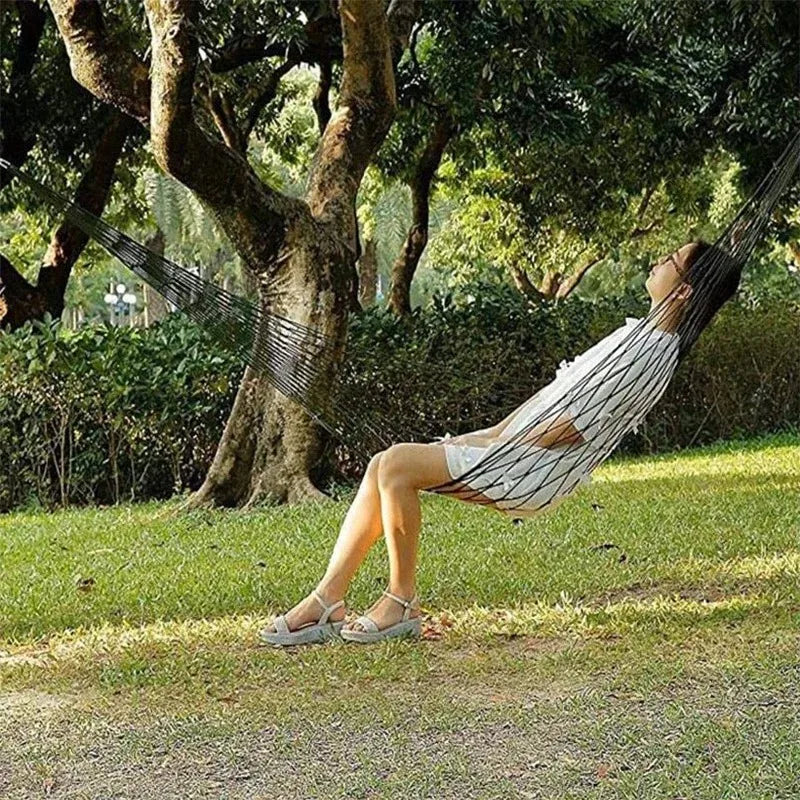 Portable Nylon Mesh Hammock with Hanging Ropes Lightweight Outdoor Swing Bed for Camping Beach Garden and Travel Use Oasis Select
