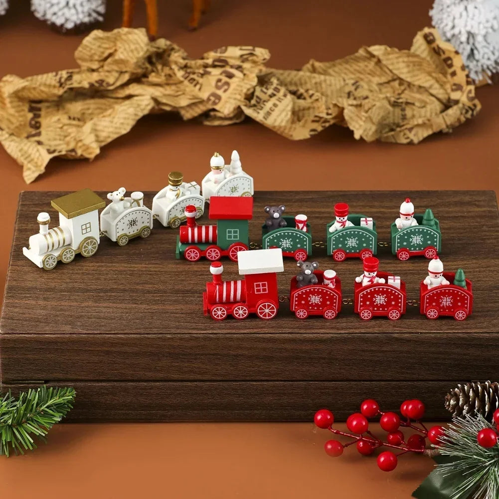 Tabletop Display As Shown Christmas Train Decoration Charming Painted Design Sturdy Wood Material Christmas Decorations Oasis Select
