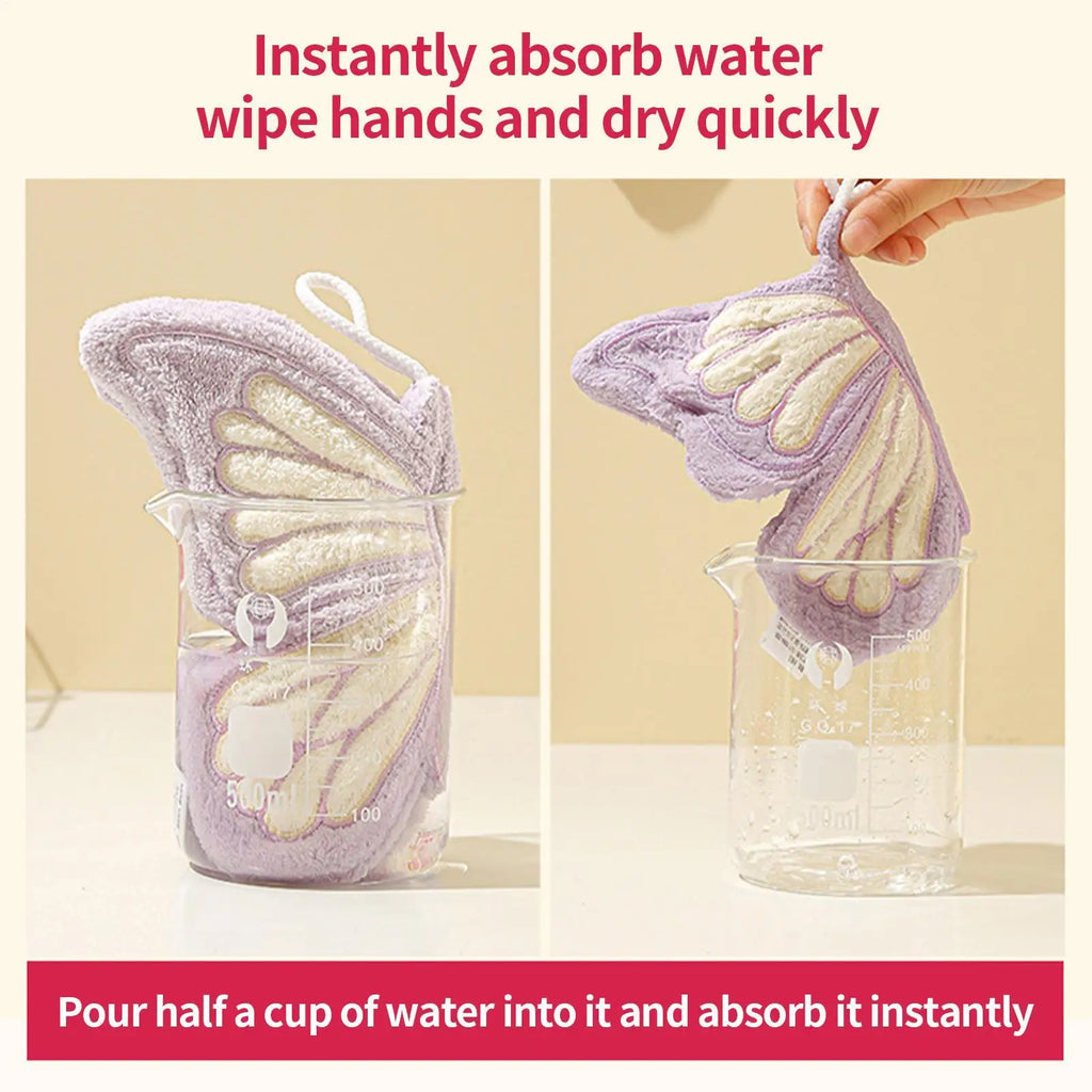 Hand Towels Butterfly Shape Absorbent Kitchen Towel Soft Towel Hanging Towels Handkerchief Towels Home Wash Hand Towels Oasis Select