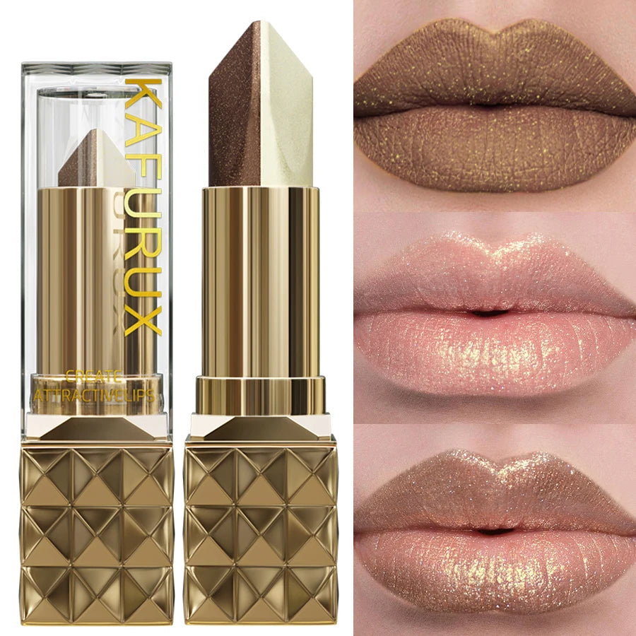 KAFURUX Glitter Two-Tone Metallic Lipstick | Matte Pearlescent