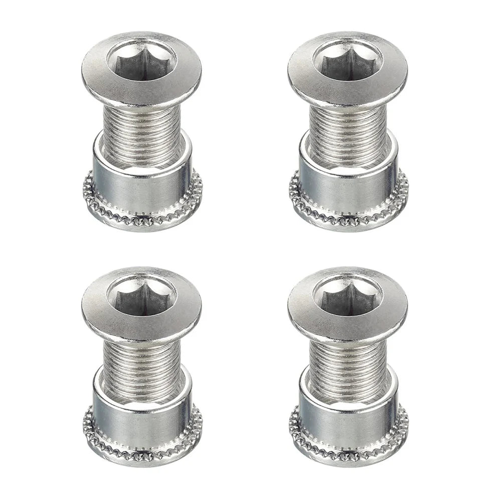 Silver 4Pcs Steel Chainring Bolts CNC Machined Crankset Screws For Single Speed Bicycle Chain-Ring Repair Replacement Parts Oasis Select 4pcs