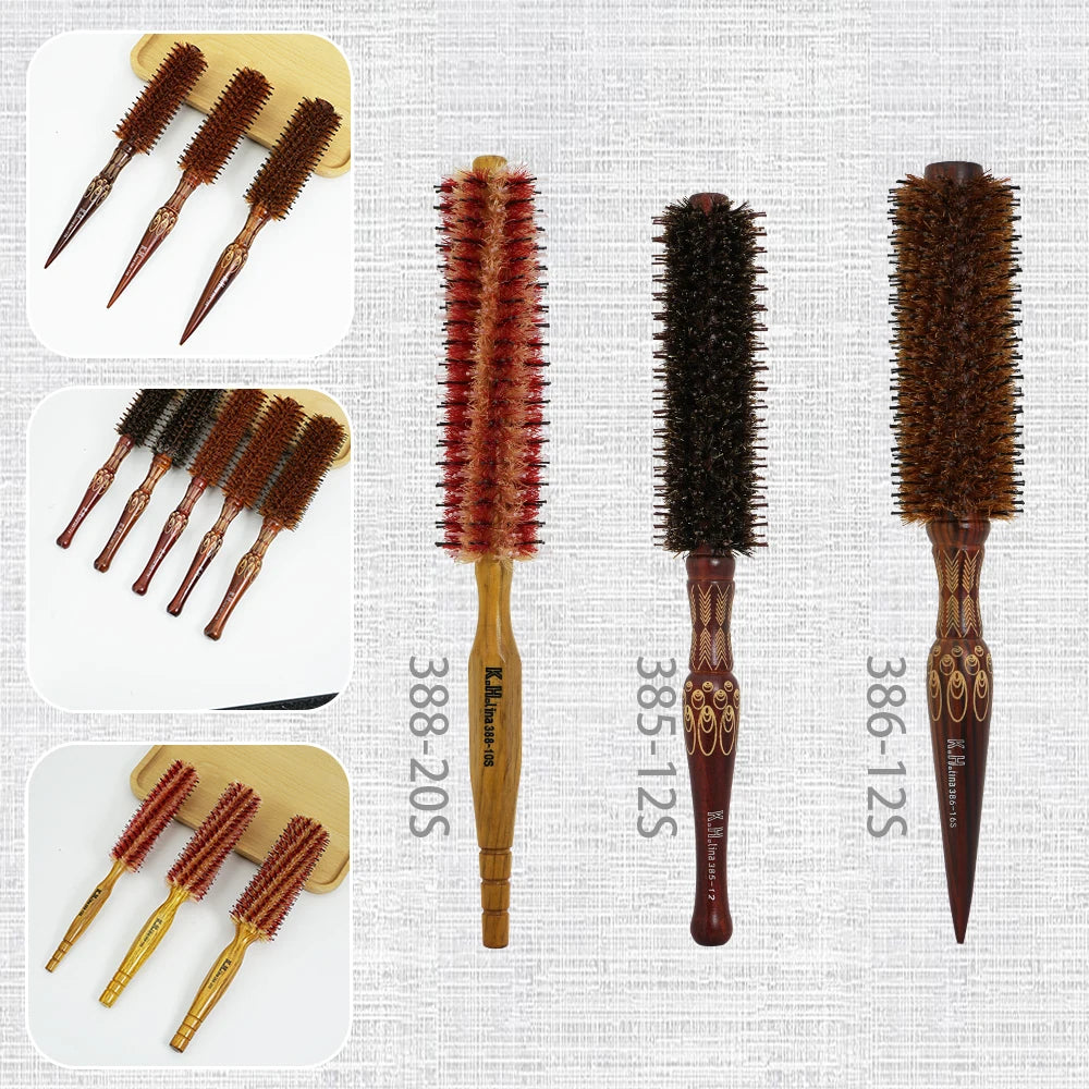 Wooden Round Hair Brush – Anti-Static Boar Bristle Styling Tool Round Hair Brush Oasis Select