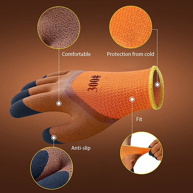 Winter Thickened And Velveted Tire Rubber Wear-resistant Anti-slip Construction Site Labor Protection Gloves Construction Gloves Oasis Select