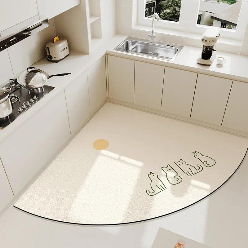 New Corner Super Absorbent Kitchen Floor Mat Diatom Mud Pad Bath Pad Anti-Slip Carpet Wipeable Wash Long Strip Carpet Oasis Select