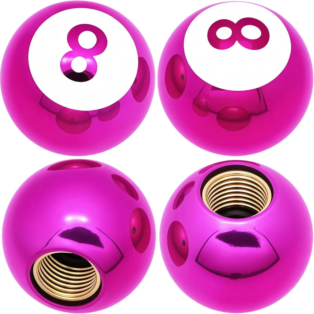 Copper Core Dustproof Tire Valve Stem Covers Pool 8 Ball Style Tire Valve Stem Caps for Cars, SUV, Trucks, Bikes, Motorcycles Oasis Select Rose-red