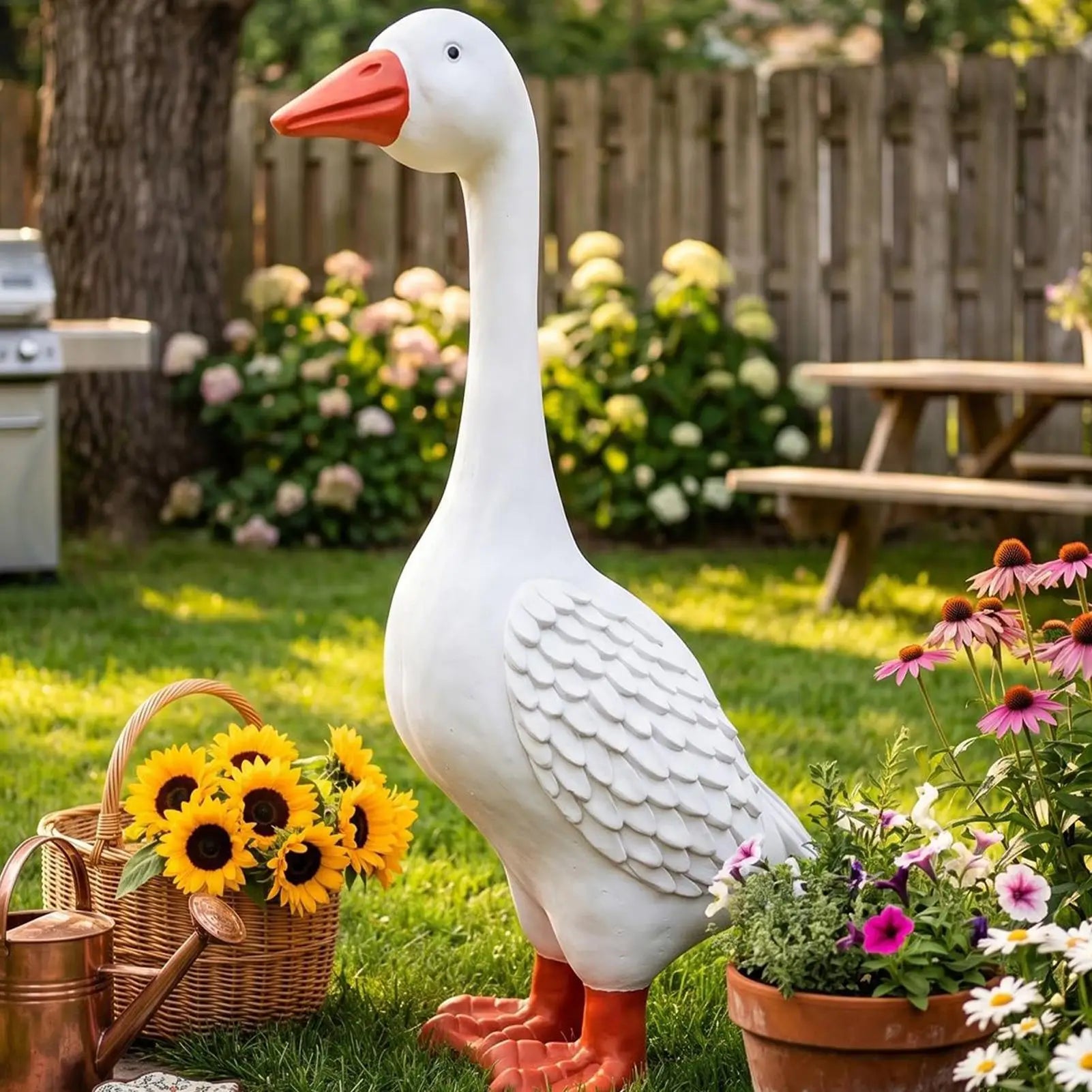 Porch Goose Lawn Garden Goose Statue Resin Realistic Large All-Weather Goose Statue for Garden Yard Farmhouse Pathway Driveway Oasis Select
