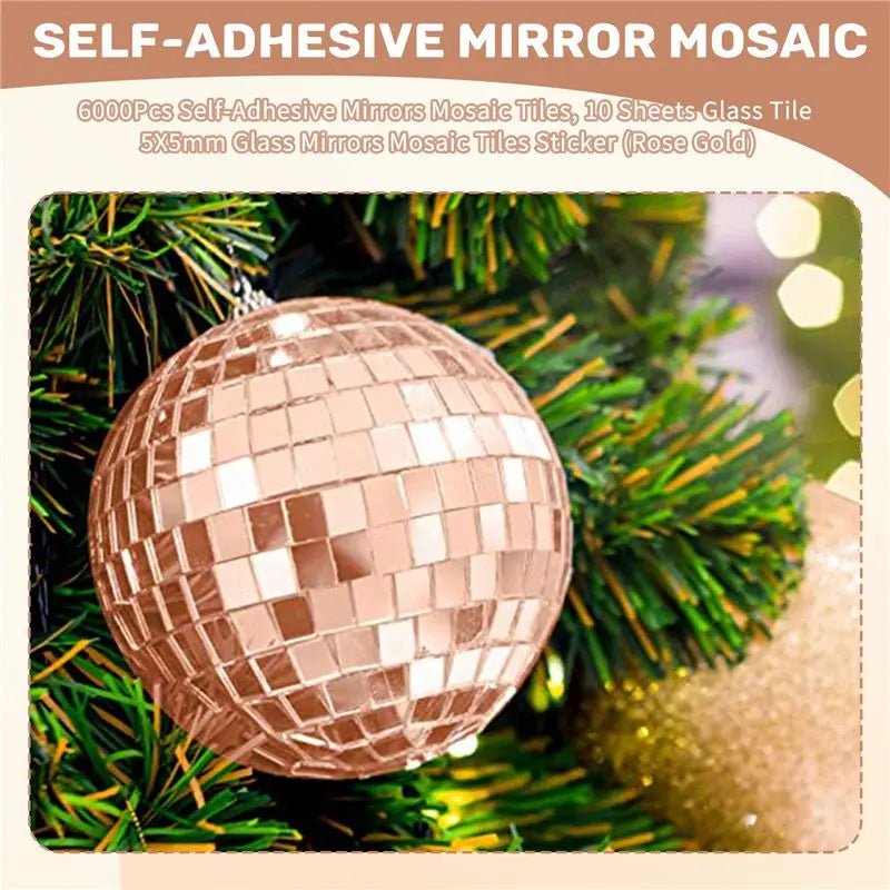 LIKE WISH 6000Pcs Self-Adhesive Mirrors Mosaic Tiles, 10 Sheets Glass Tile 5X5mm Glass Mirrors Mosaic Tiles Sticker (Rose Gold) Oasis Select