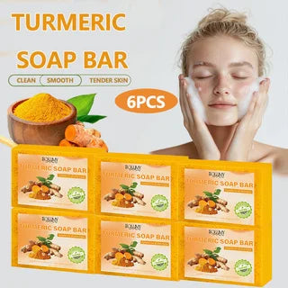 6PCS Turmeric Soap, Rich in Turmeric and Lemon Ingredients, for Washing Face Cleansing, Softens Rough Skin, Hydrates Oasis Select LEMON 600g
