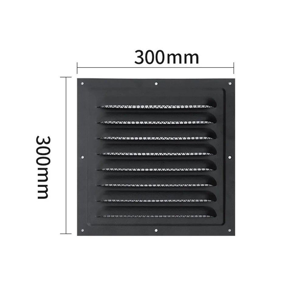 Stainless Steel Metal Vent Cover Built-in Insect Screen White Black Louver Air Vents Grille Square Grille Cover Oasis Select Black 300x300m