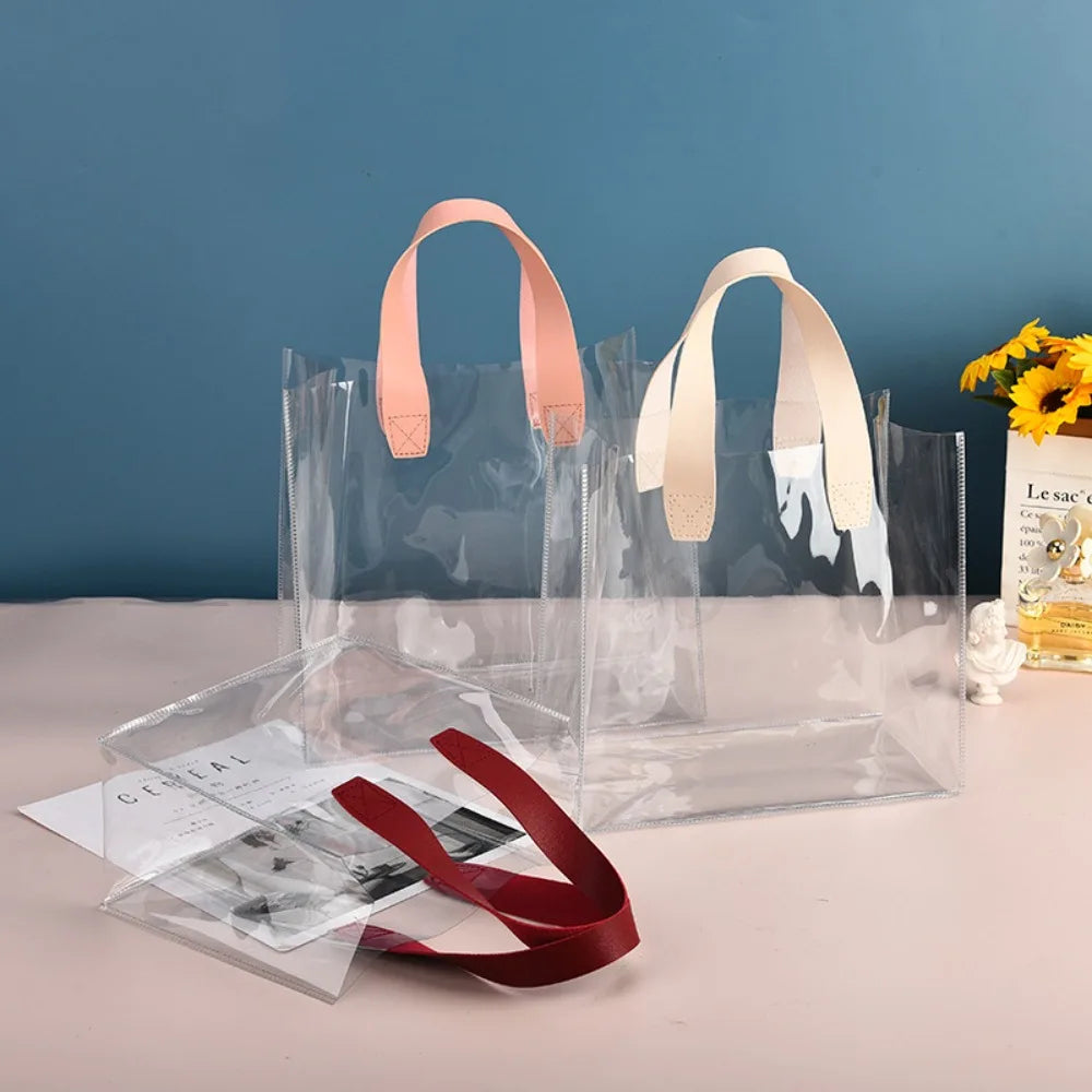 Large Capacity PVC Clear Tote Bag Transparent Handle Transparent Shopping Bags Waterproof Storage Bag Oasis Select