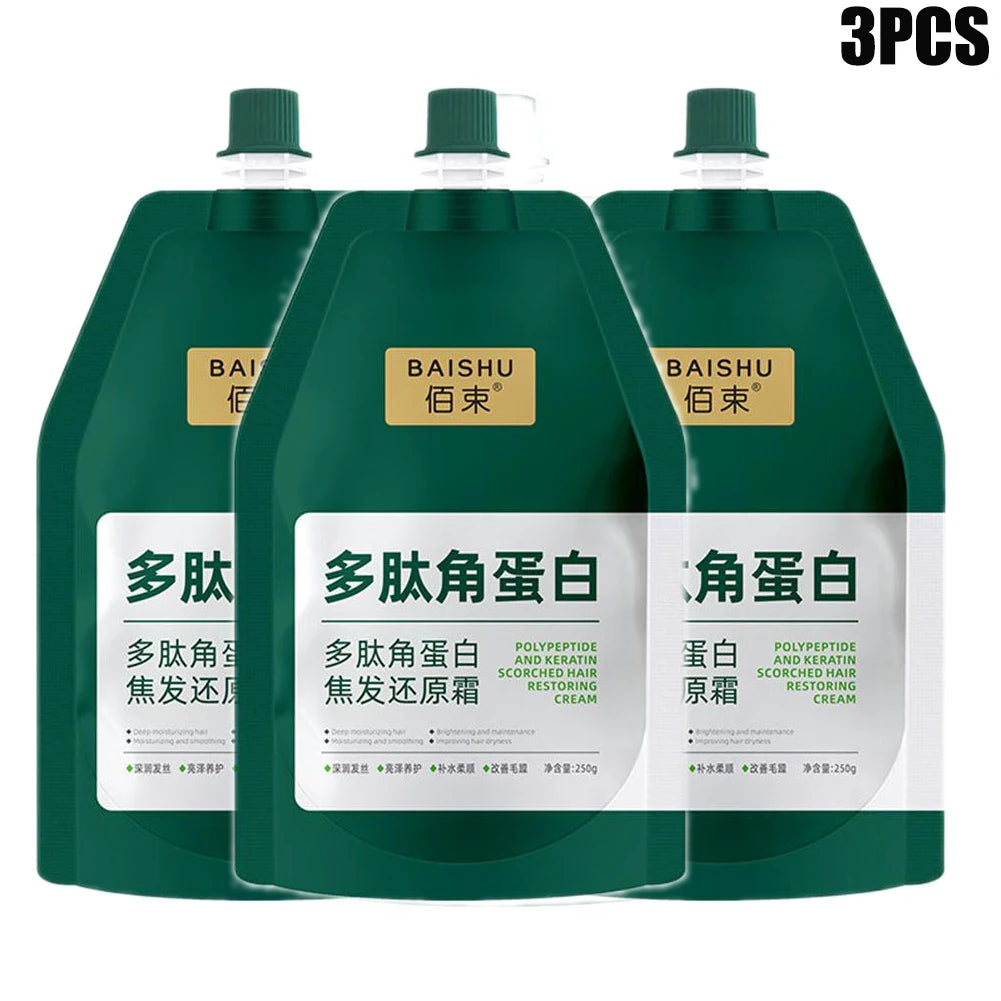 250g Polypeptide Keratin Deep Conditioner Hair Mask Keratin Hair Restoring Cream Dry Damaged Hair Treatment Burnt Hair Restoring Oasis Select B-250g X3