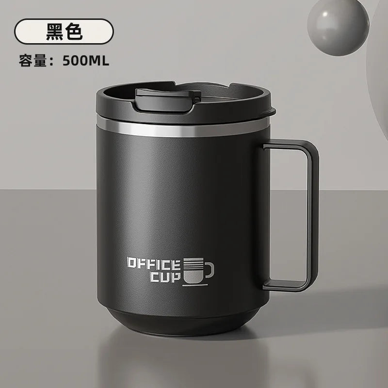 304 Stainless Steel Insulated Coffee Mug Portable Leakproof Lid with Tea Strainer Travel Tumbler for Hot Cold Drinks Home Office Oasis Select Black 500ml