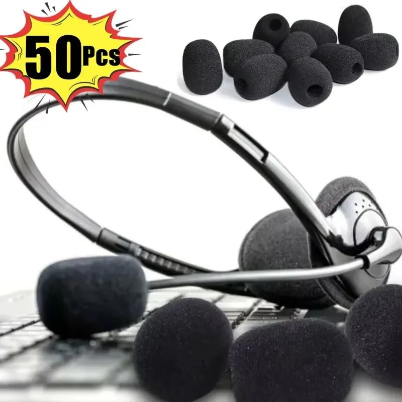 10/30/60PCS Universal Black Mini Mic Cover Foam Headset Microphone Windscreen Sponge Replacement Small Lapel Protection Sleeve Oasis Select