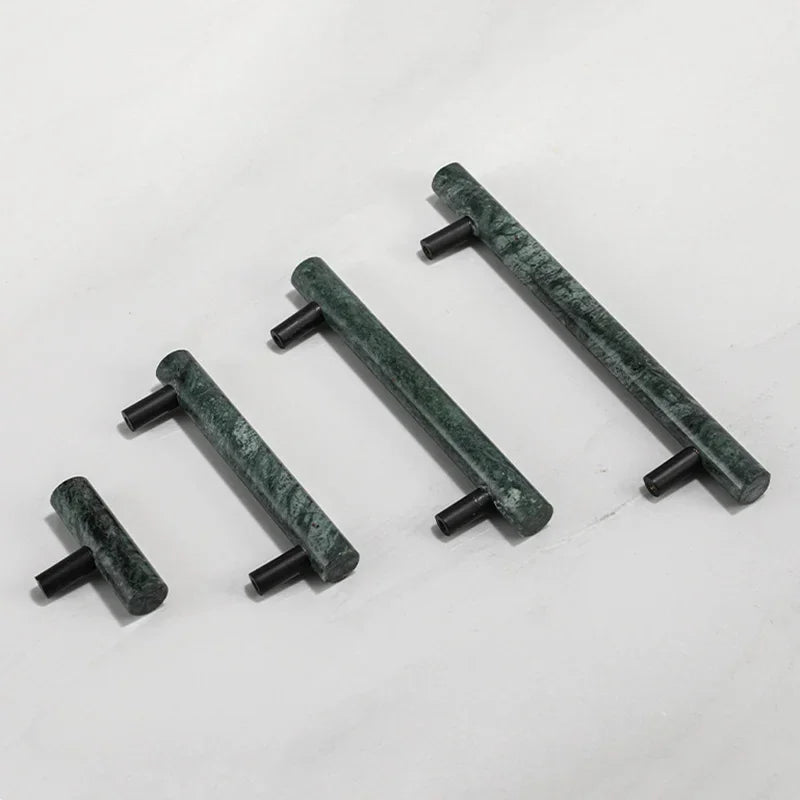 Green Cabinet Marble Handle Black Brass Hardware Wardrobe Pull Natural Stone Drawer Knobs Furniture Bar Oasis Select