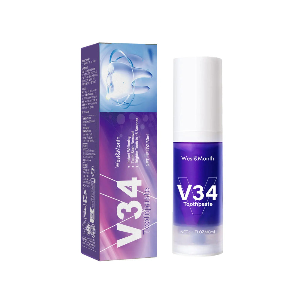 V34 Purple Toothpaste Mousse – Whitening, Gum Care & Fresh Breath