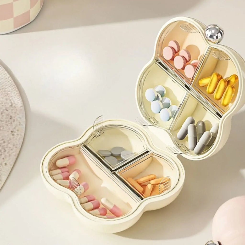 7-Day Portable Flower-Shaped Pill Organizer Compact Medication Divider Box with Individual Compartments for Daily Use Oasis Select