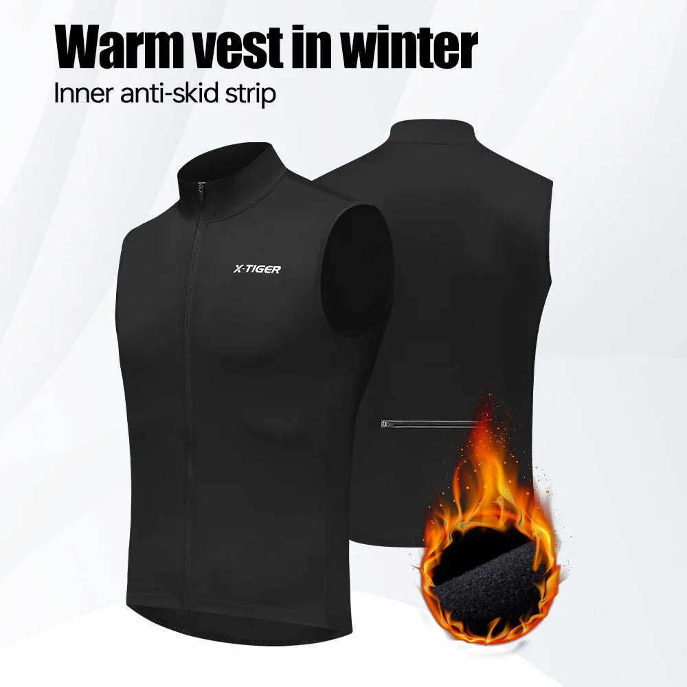 X-TIGER Cycling Jacket Windproof Warm MTB Bike Vest Sleeveless Jacket Light Cycling Jersey Bicycle Clothing Reflective Vest Oasis Select
