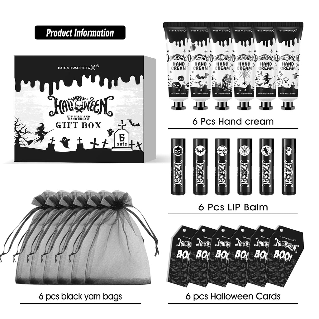24PCS Halloween gift set (6 hand creams+6 lipstick) Each set includes a Halloween card and gift yarn bag Oasis Select