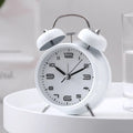 Alarm Clock Creative Metal Silent Night Light Fashion Multifunctional Personality Student Living Room Bedroom Bedside Bell Clock Oasis Select white