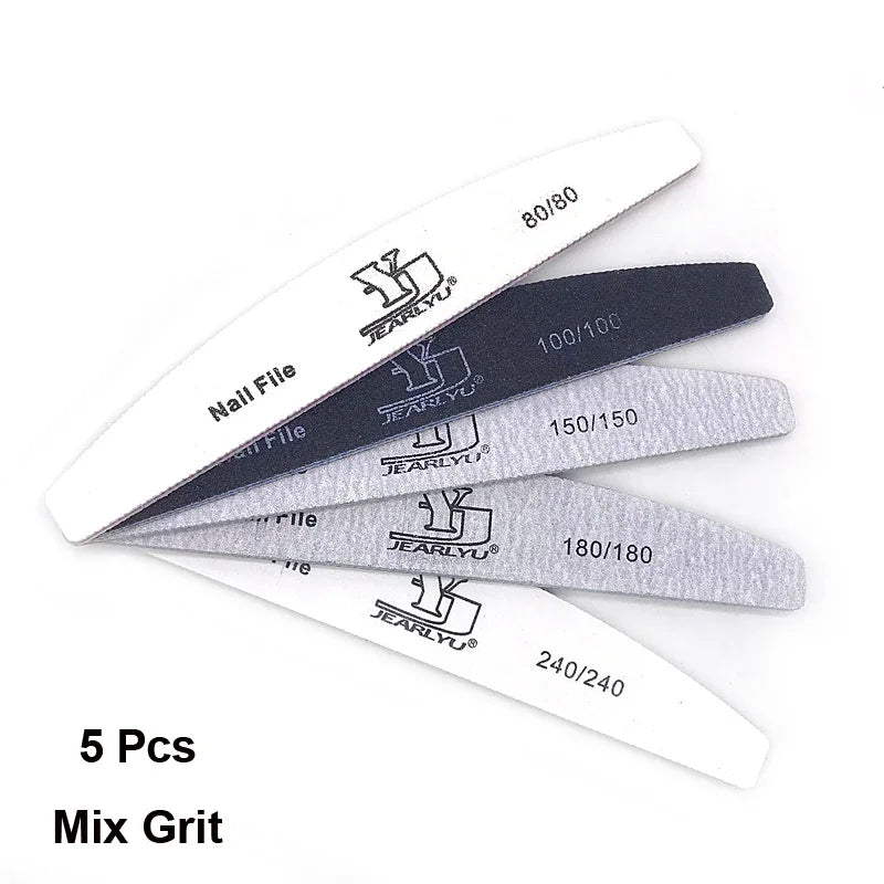 5Pcs/Lot Nail File Mix Color Limas 80/100/150/180/240 Grit Professional Sandpaper Cuticle Remover Buffer Files Manicure Tool Set Oasis Select Mix