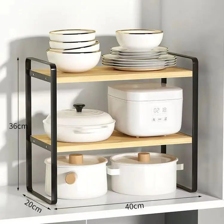 Countertop Kitchen Storage Rack – Layered Cabinet Organizer
