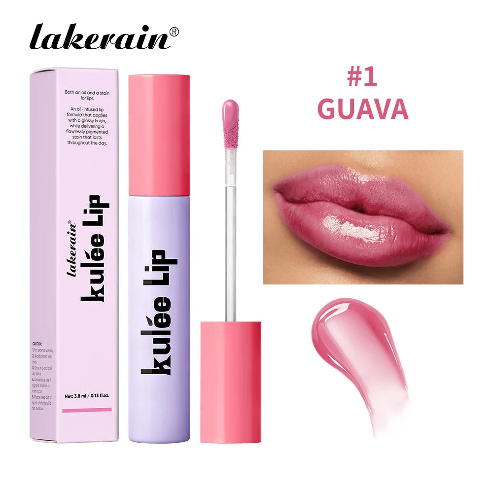 Lakerain Kulfée Lip Oil Long-lasting Moisturizing 9 Color Lip Gloss Non-Sticky Smooth Glide Deep Hydrating Lips Beauty Makeup Oasis Select Guava
