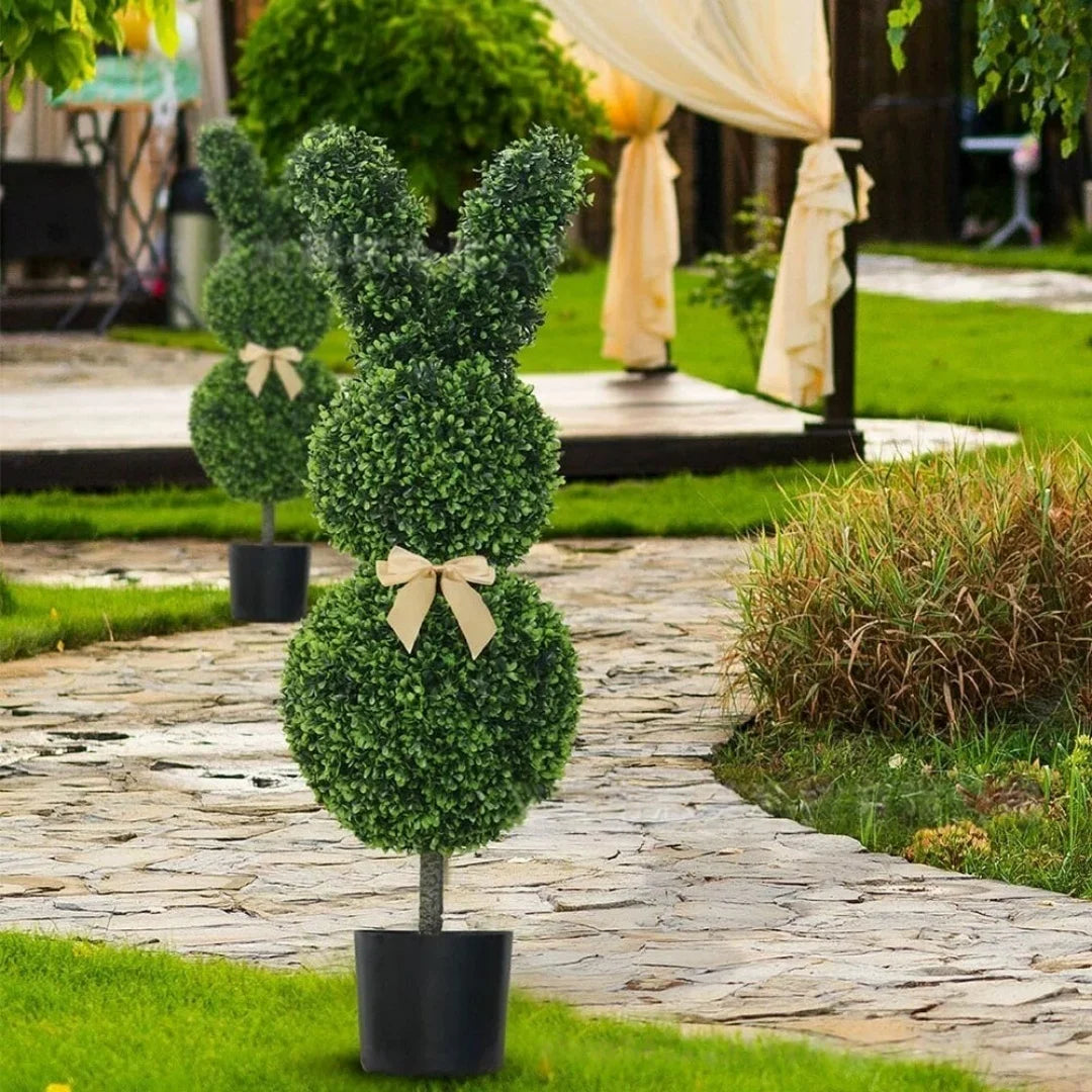 Easter Bunny Topiary Tree Artificial Green Rabbit Plant Garden Stake Outdoor Yard Patio Party Home Decoration Spring Festival Oasis Select