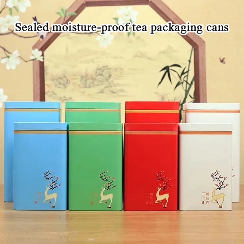 Creative Rectangular Tinplate Tea Box Portable Sealed Mini Tea Storage Container Tank for Tea Pot Accessories Oasis Select