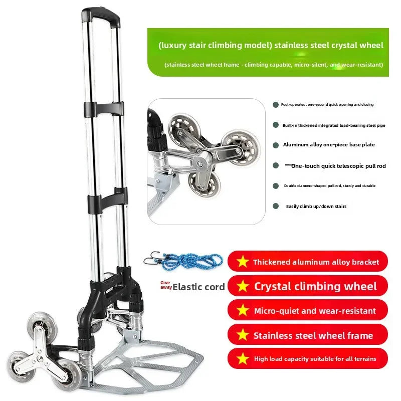 Multi-functional Climbing stairs, hand-pulled cart, luggage cart, trolley cart, small pull cart, folding small trailer Oasis Select