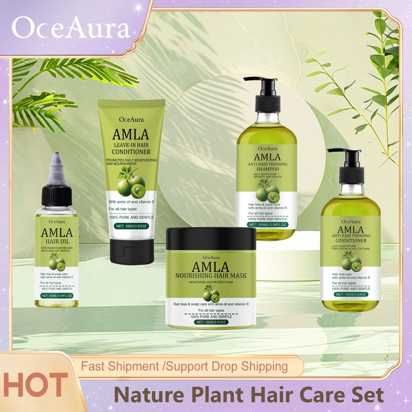 Castor Oil Natural Hair Care Set Nourish Hair Shampoo Conditioner Repair Hot Dyeing Damage Oil Fragrance Shiny Hair Care Mask Oasis Select