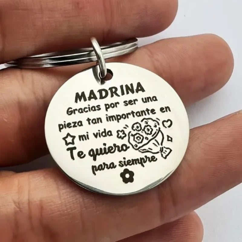 Stainless Steel Keychain,Godmother And Godfather Key Ring Gift,Funny Creative Key Chain With Key Buckle,Christmas Gift,Christmas Oasis Select A