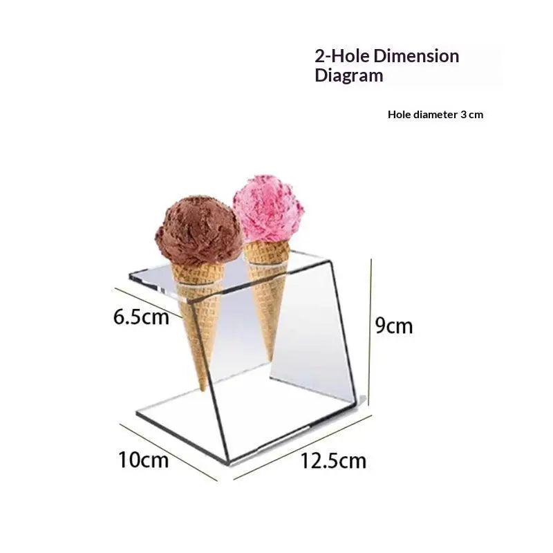 Transparent Acrylic Ice Cream Cone Holder Non-slip Base Dessert Rack 12 Slots for Bridal Shower Banquet Dessert Table Decor Oasis Select 2hole 3cm