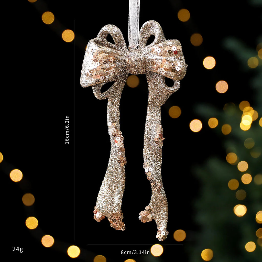 Christmas Sequins Ornament Elegant Snowflake Hanging Decor Dragonflies Tree Decoration Lightweight Champagne Gold Ornament Oasis Select Style 5