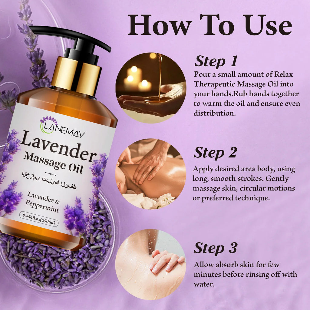 2-Pack Lavender & Peppermint Massage Oil 500ml – All Skin Types