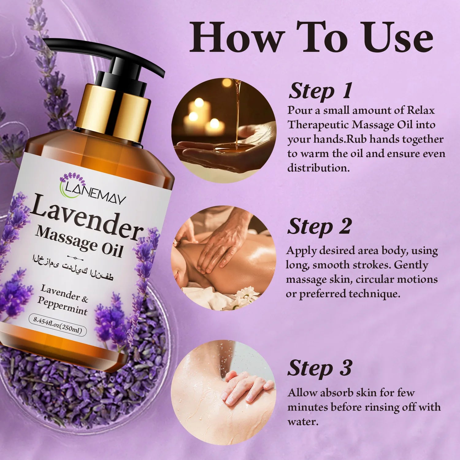 2-Pack Lavender & Peppermint Massage Oil 500ml – All Skin Types