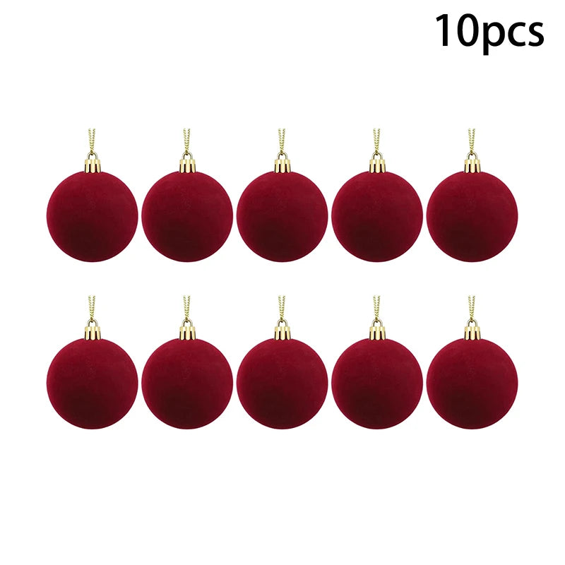 Velvet Christmas Ball Ornaments Red & White Xmas Tree Decor
