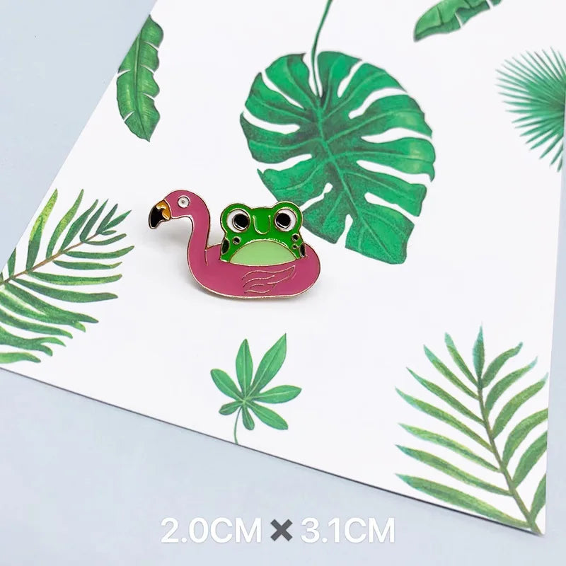 Funny Frog Middle Finger Zinc Alloy Brooch | Cartoon Pin Badge Novelty Brooch Pin Oasis Select Flamingo frog